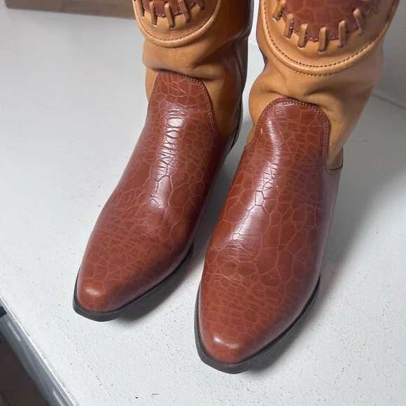 Dingo Women’s Western Cowboy Boots Two-Tone Leather Vintage Style Size 6.5M - Picture 4 of 8